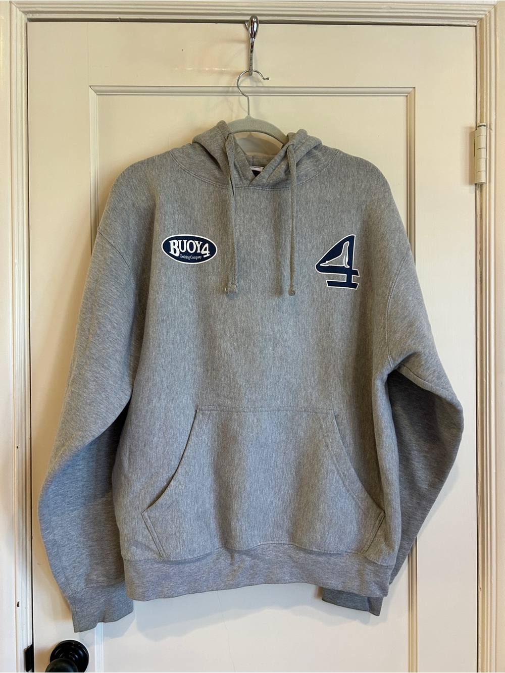 Men's Gray Hoodie with Number 4 Patch